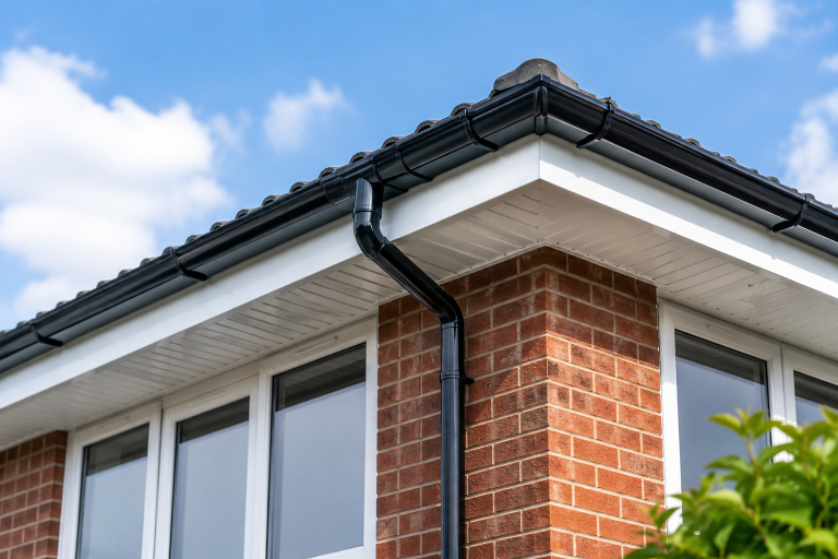 Modern Billericay home with new fascia boards, soffits and guttering installed as part of an exterior roofline upgrade